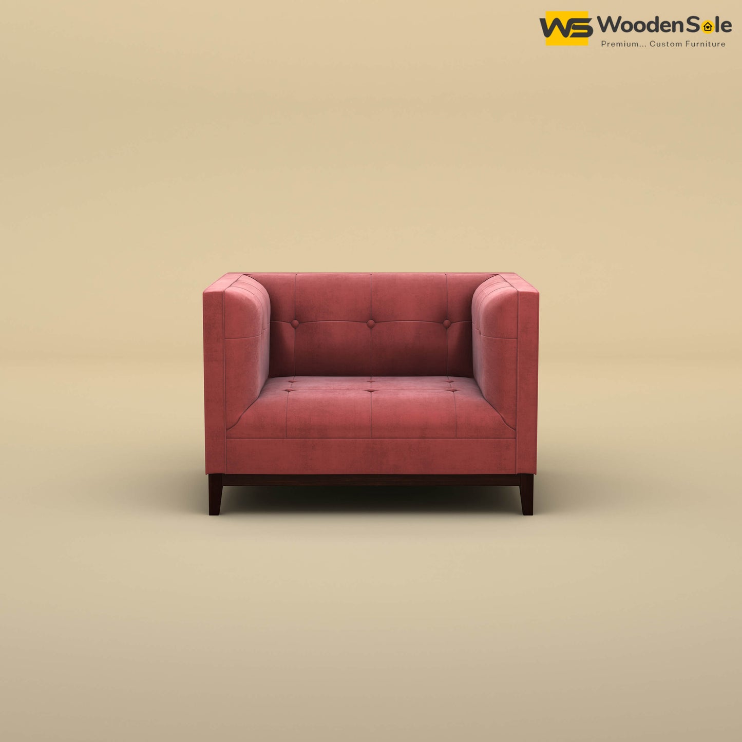 Loren One Seater Fabric Sofa (Velvet, Pink)
