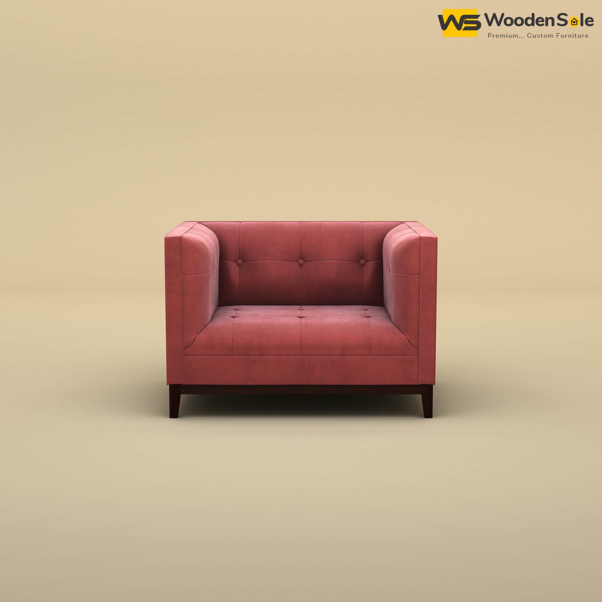Loren One Seater Fabric Sofa (Velvet, Pink)
