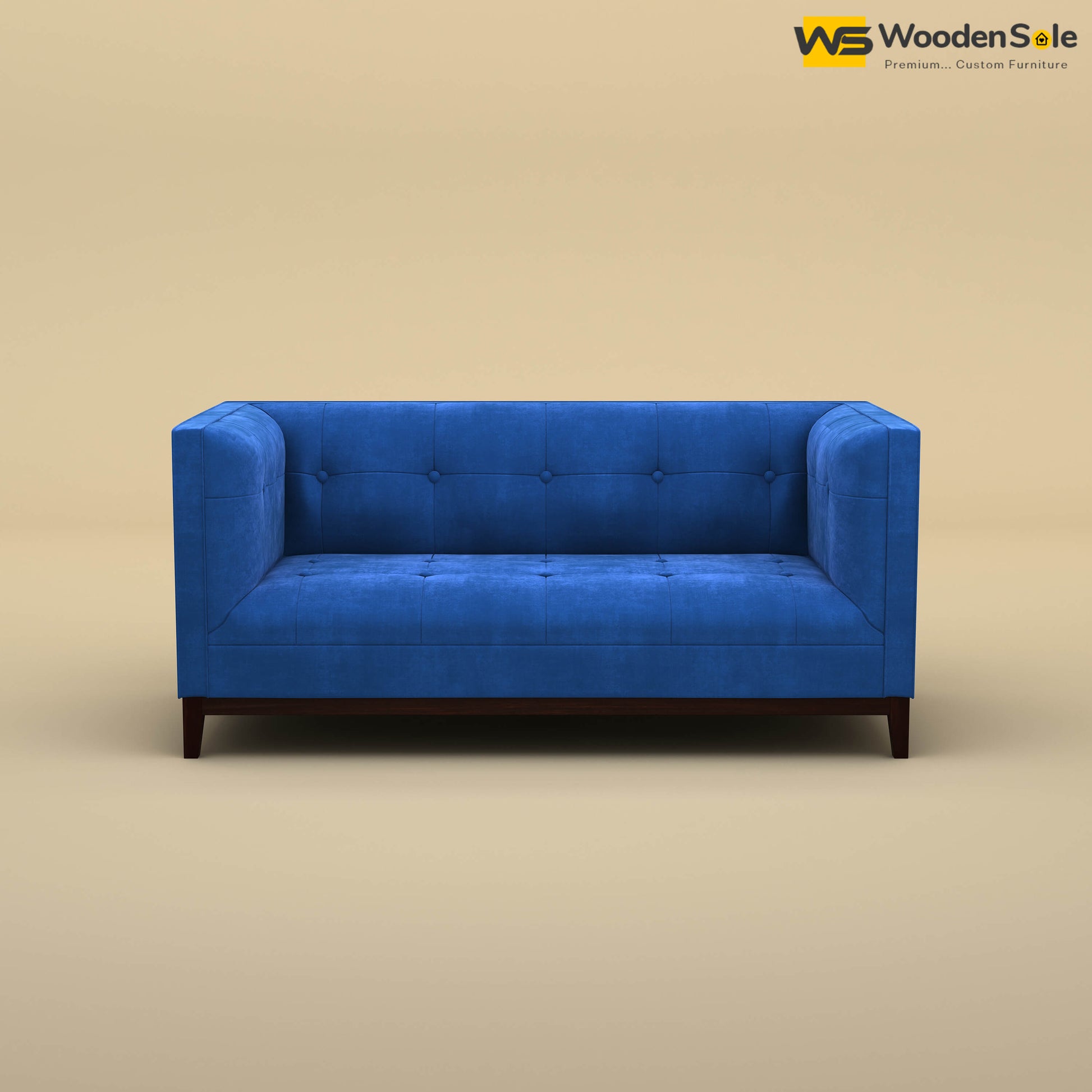 Loren Two Seater Fabric Sofa (Velvet, Royal Blue)