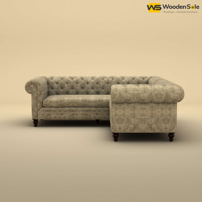 Maharaja Corner Sofa (Cotton, Patchy Cream)