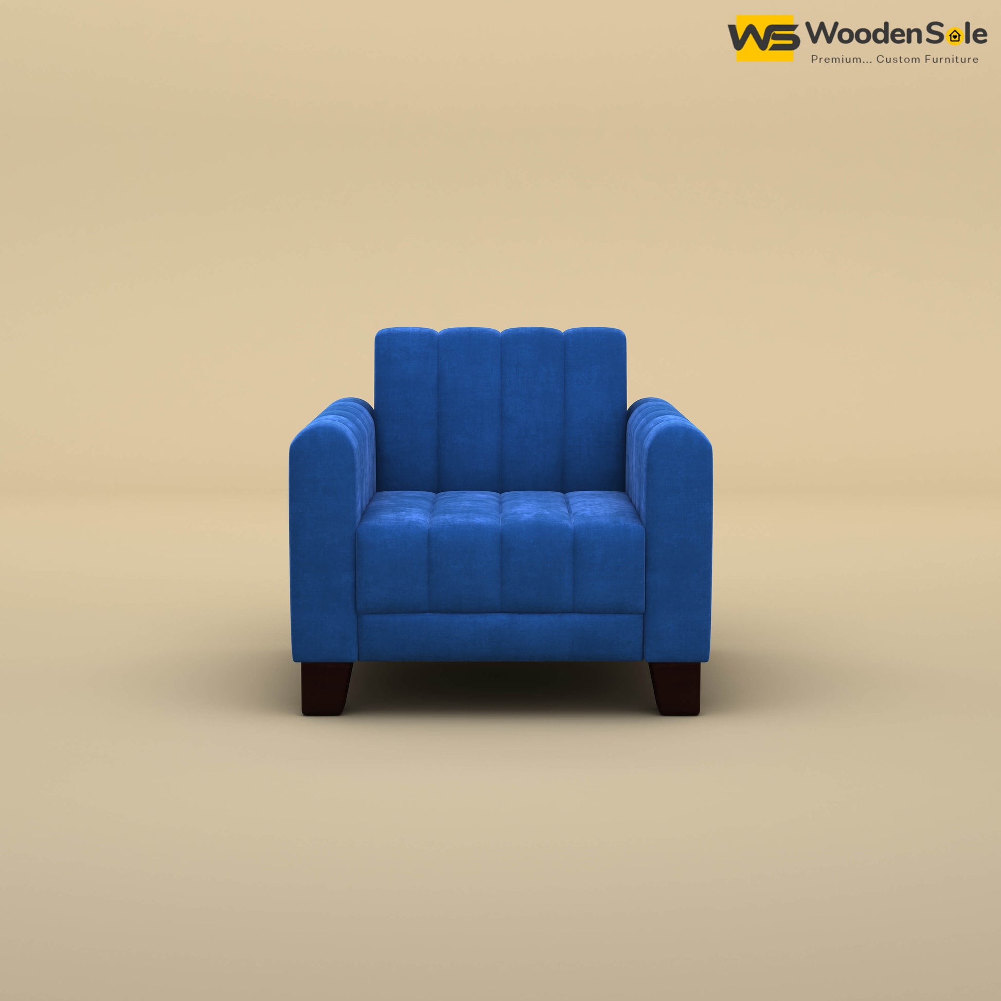 Furo 1 Seater Fabric Sofa (Velvet, Royal Blue)