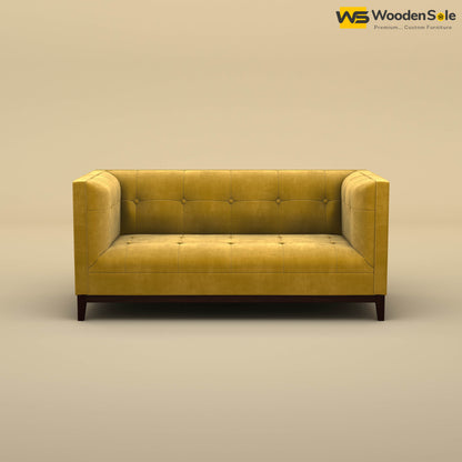 Loren Two Seater Fabric Sofa (Velvet, Mustard Yellow)