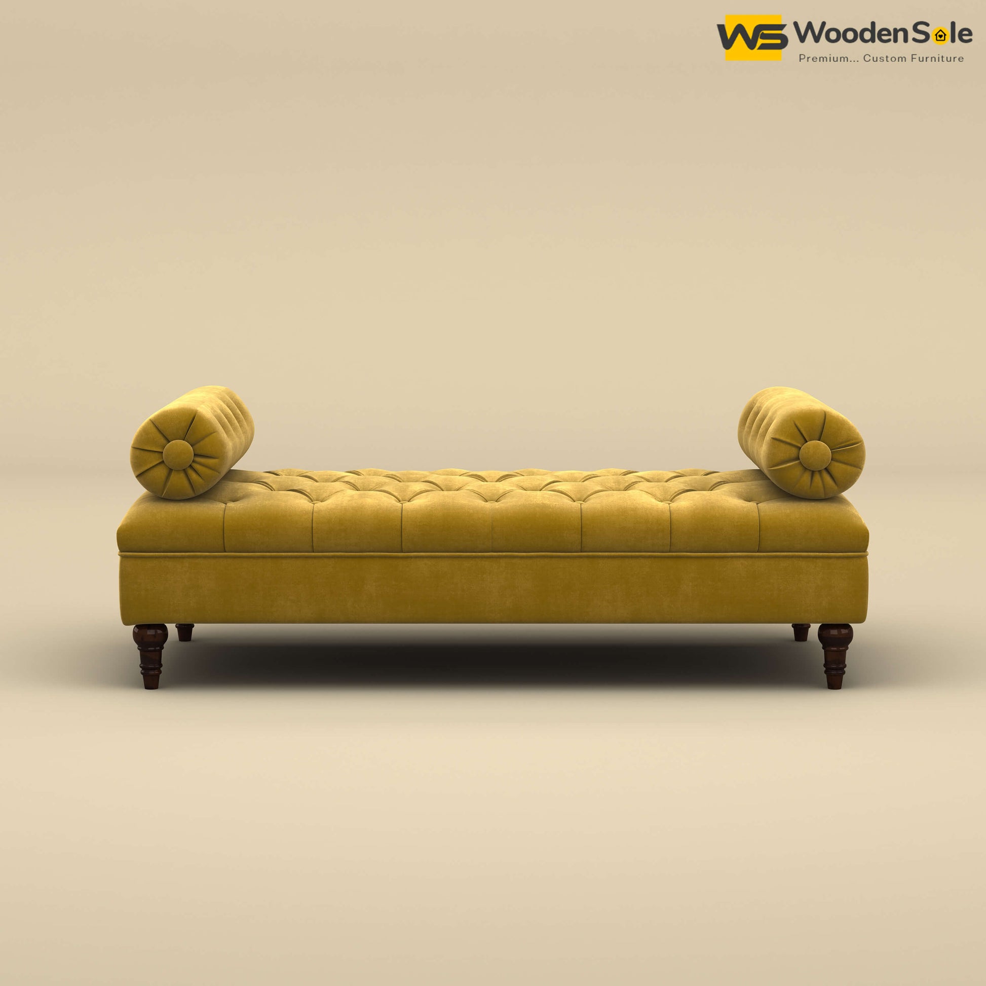 Andre Fabric Lounge Diwan Settee (Velvet, Mustard Yellow)