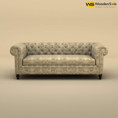 Maharaja Fabric 3 Seater Sofa (Cotton, Patchy Cream)