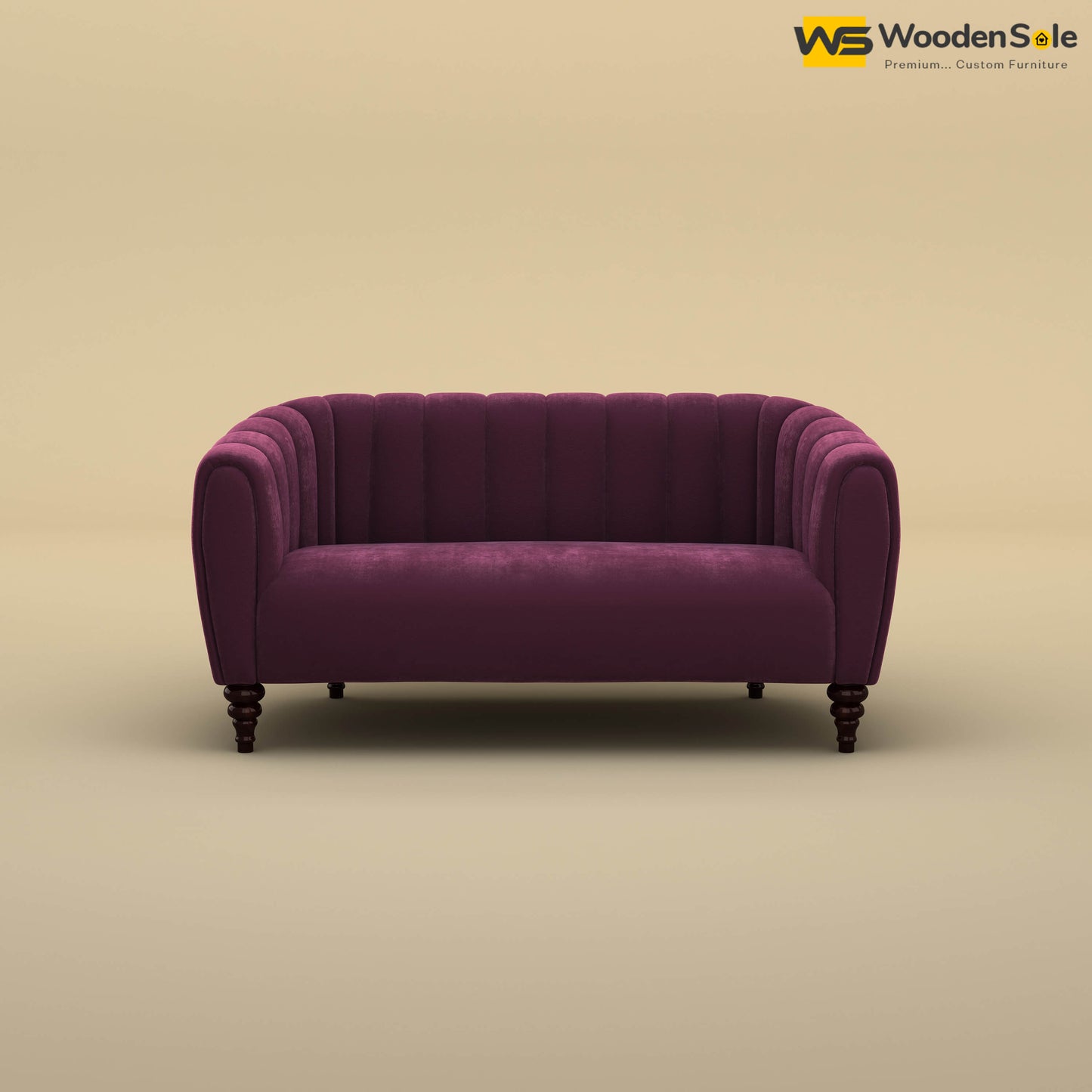 Amaya Two Seater Fabric Sofa (Velvet, Dark Purple)