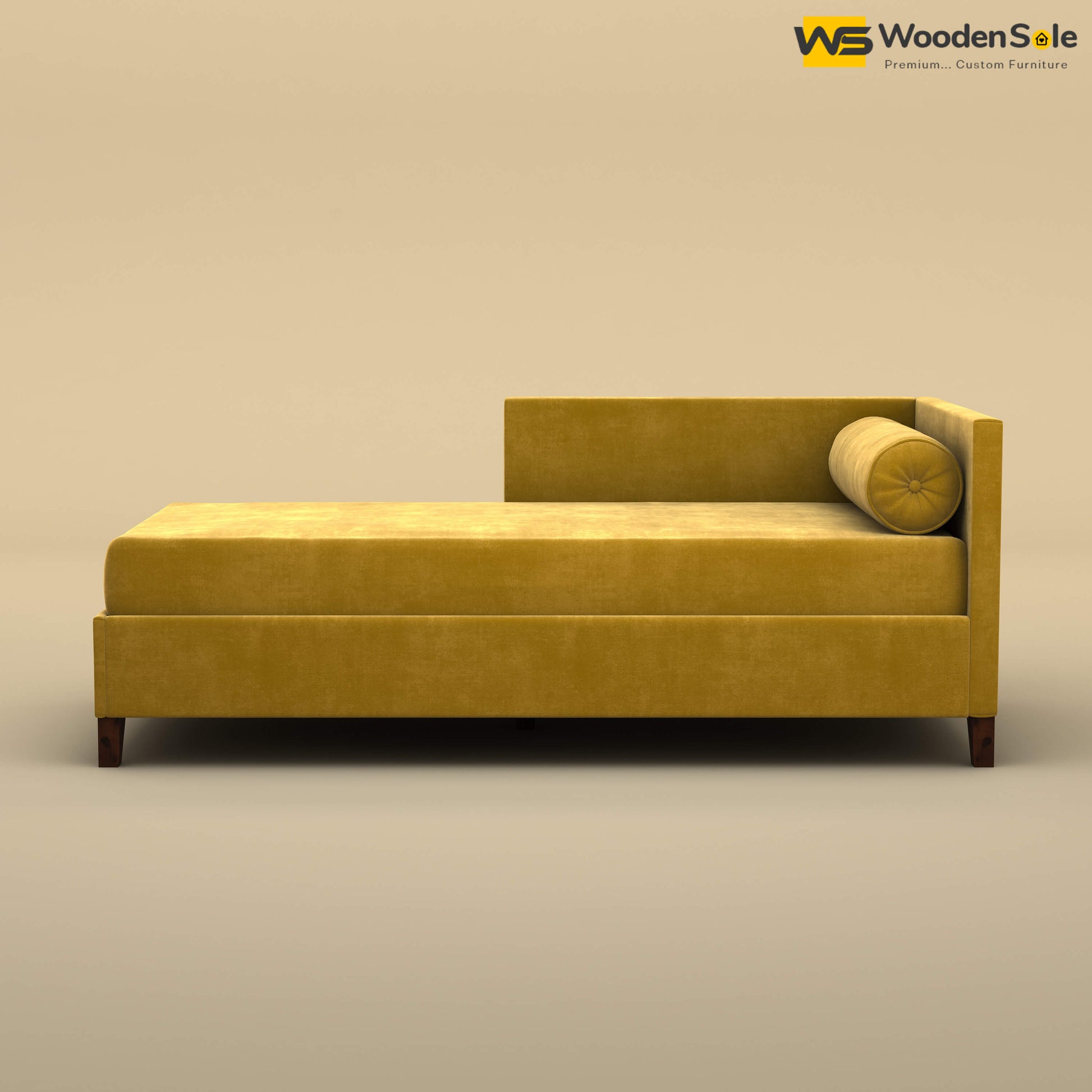 Daina Chaise Lounge (Velvet, Mustard Yellow)