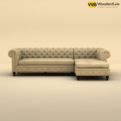 Maharaja L Shaped Sofa (Cotton, Faux Cream)