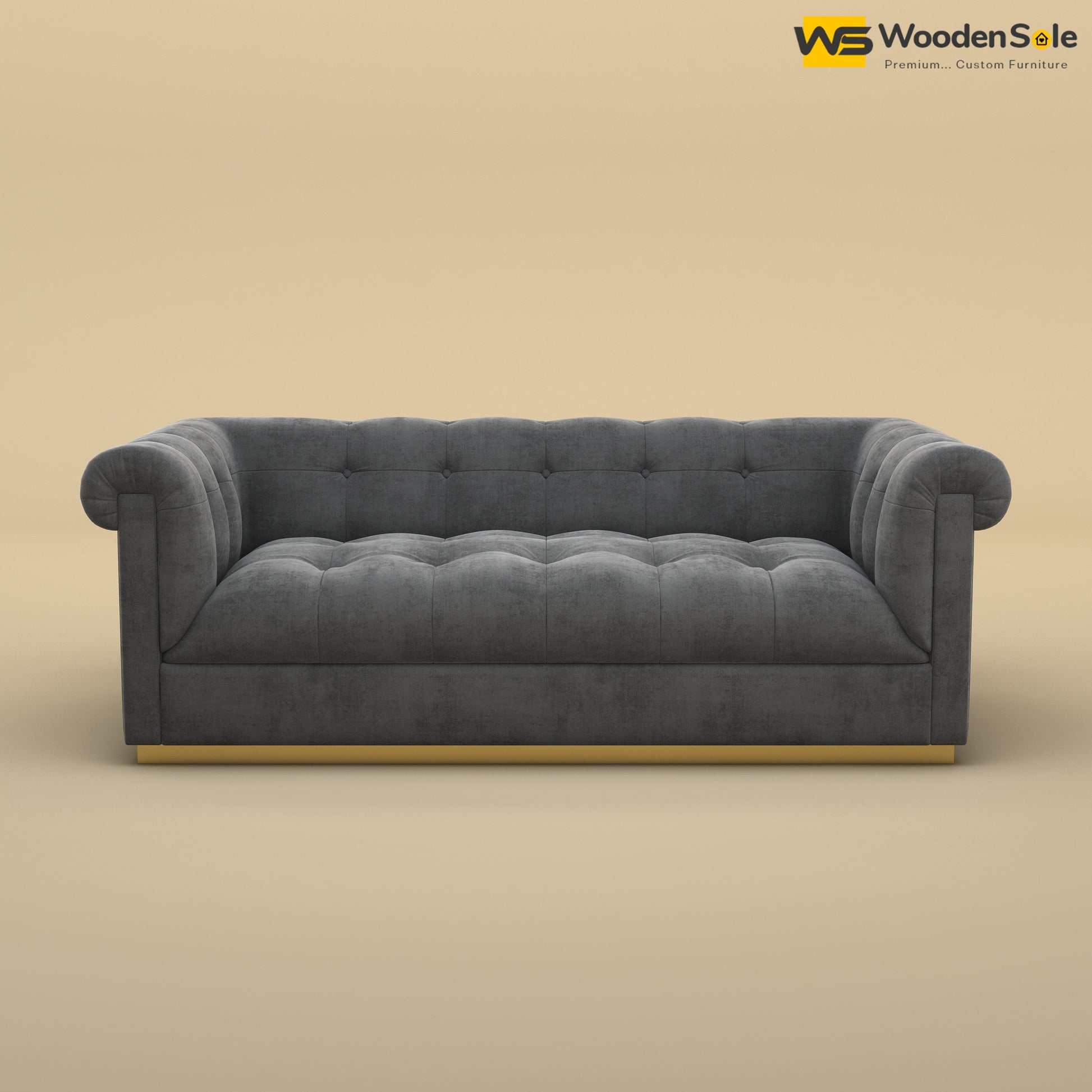 Morrison 3 Seater Fabric Sofa (Velvet, Charcoal Gray)