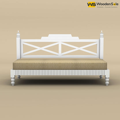 Aya Diwan Settee with Backrest & Mattress (White Finish)