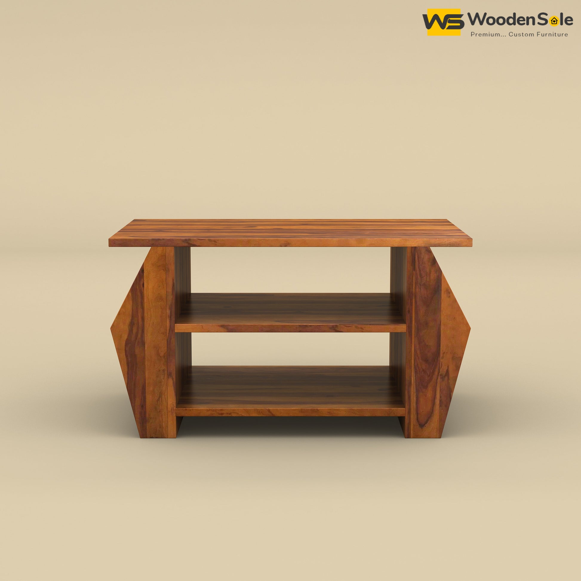 Compact Sheesham Wood Coffee Table (Honey Finish)