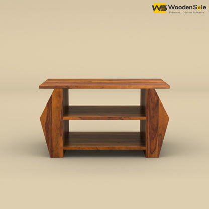 Compact Sheesham Wood Coffee Table (Honey Finish)