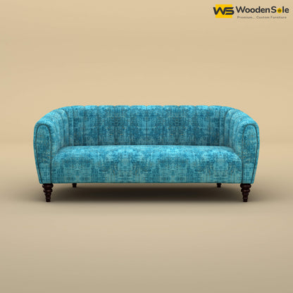 Amaya Three Seater Fabric Sofa (Cotton, Teal Blue)