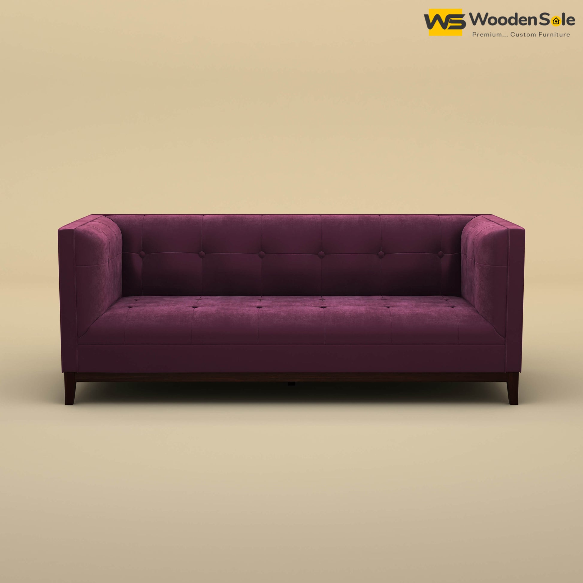 Loren Three Seater Fabric Sofa (Velvet, Dark Purple)