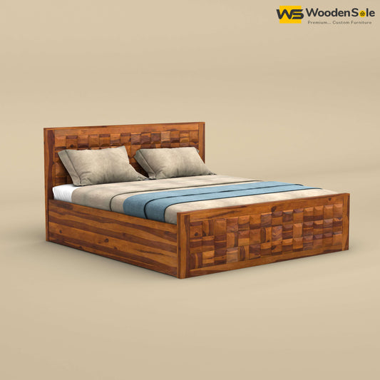 Diamond Hydraulic Storage Bed (Honey Finish)