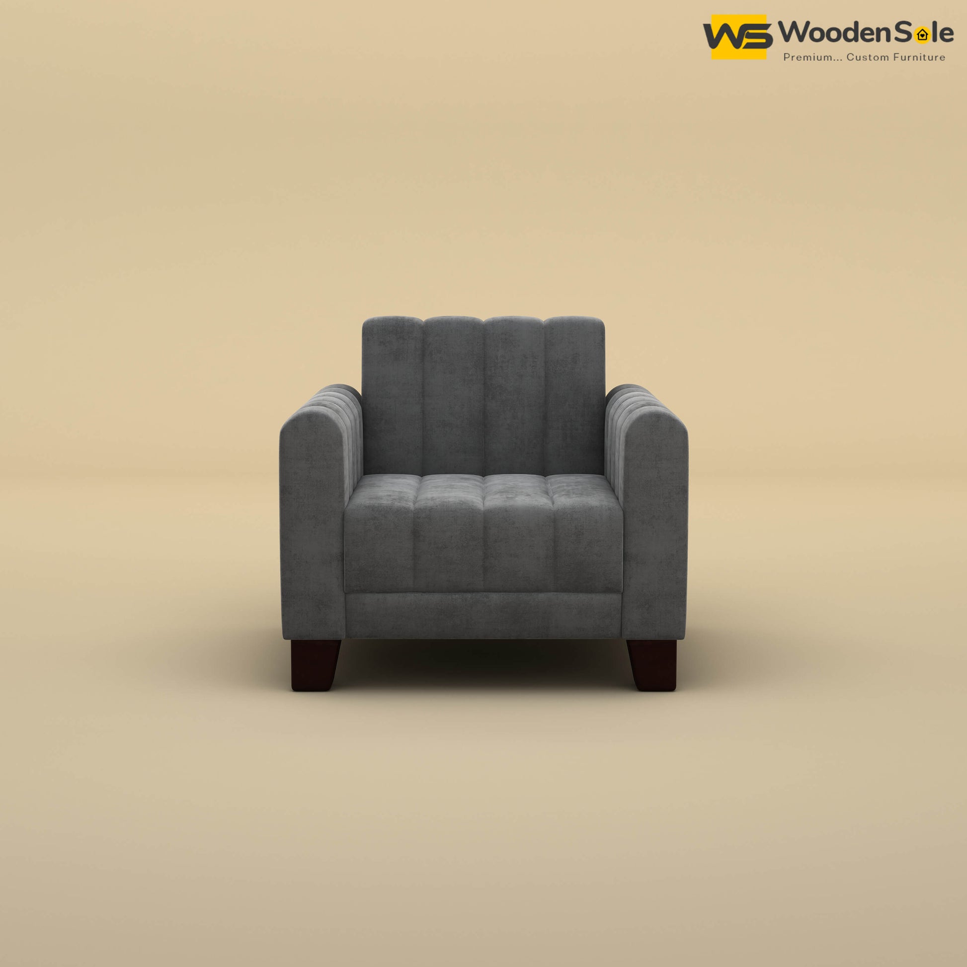 Furo 1 Seater Fabric Sofa (Velvet, Charcoal Gray)