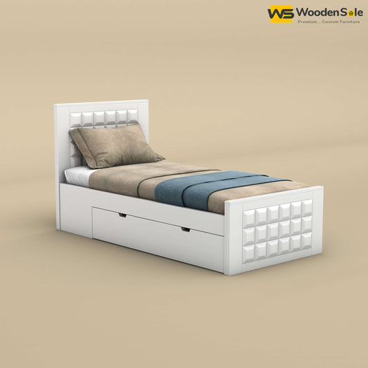 Diamond Drawer Storage Bed (Single, White Finish)