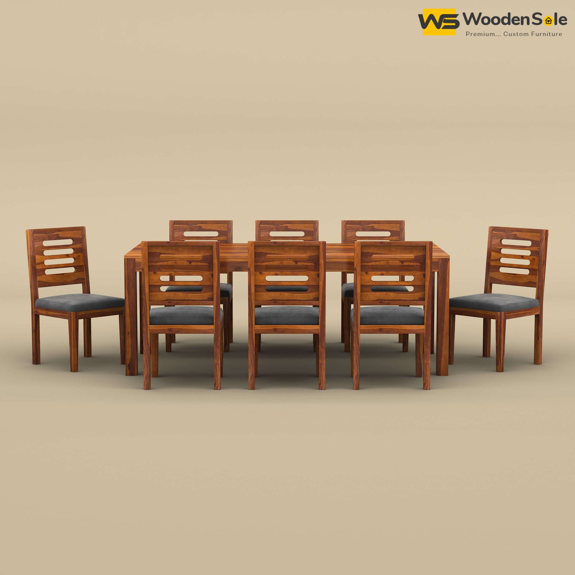 Sheesham Wood 8 Seater Dining Set with Upholstery Chair (Honey Finish)
