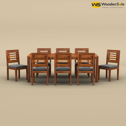 Sheesham Wood 8 Seater Dining Set with Upholstery Chair (Honey Finish)