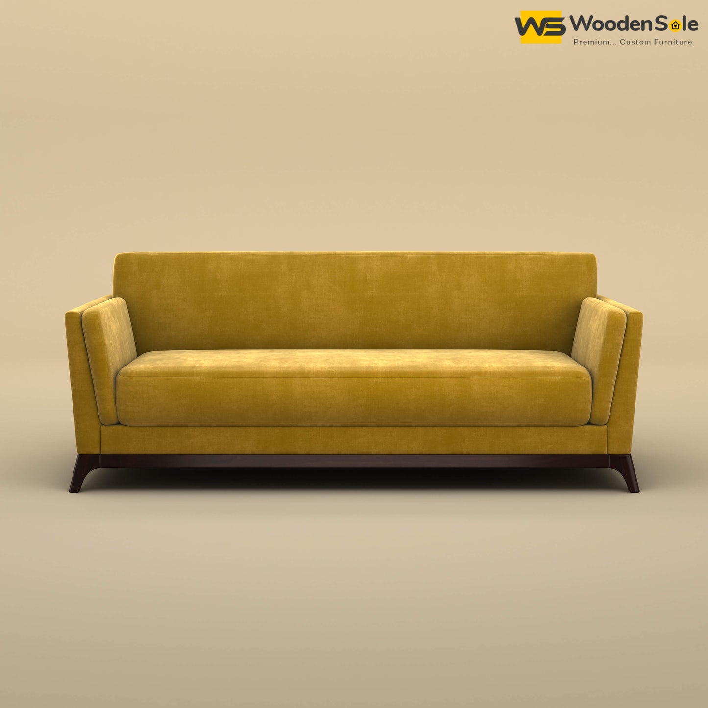 Bruno 3 Seater Sofa (Velvet, Mustard Yellow)