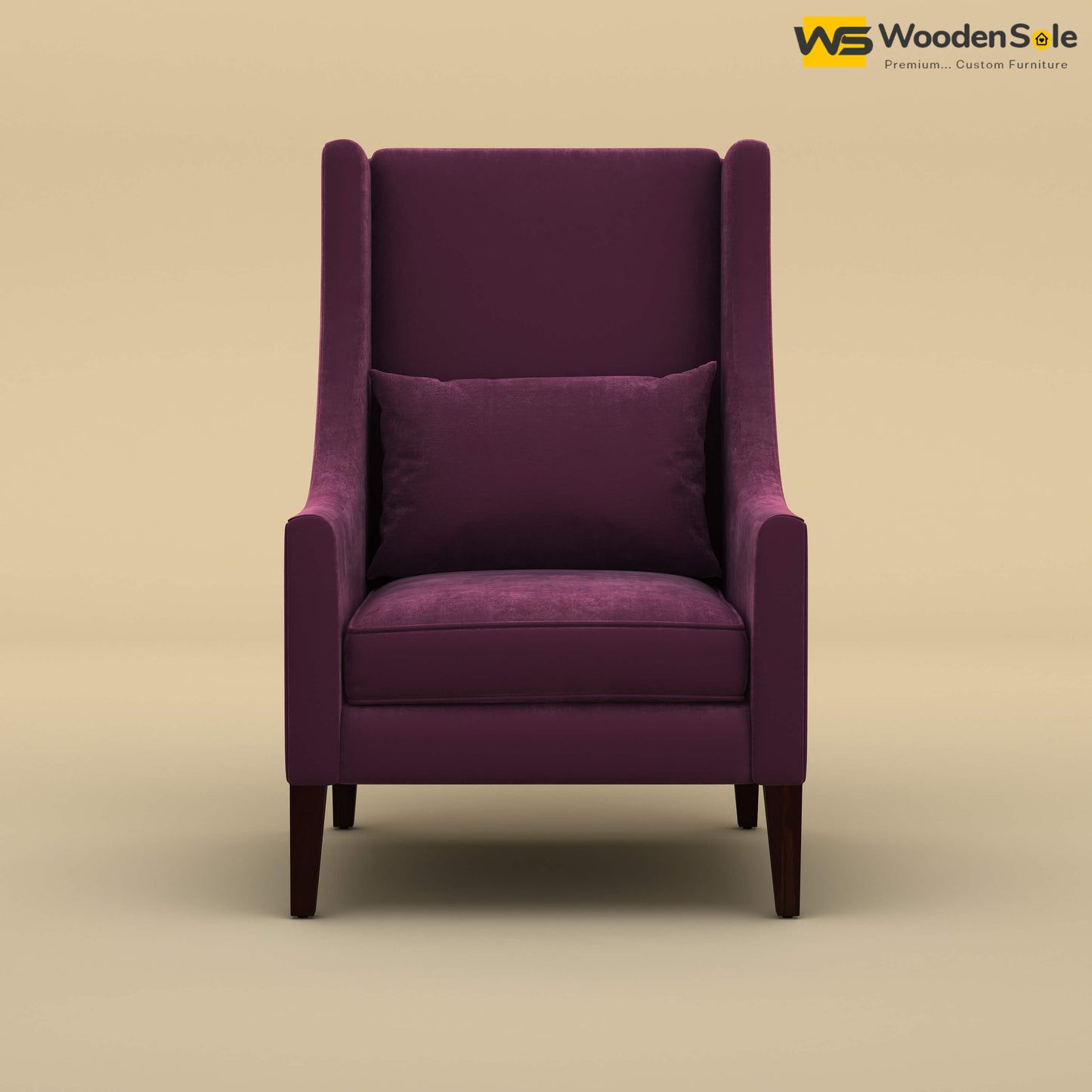 Bonito High Back Lounge Chair (Velvet, Dark Purple)