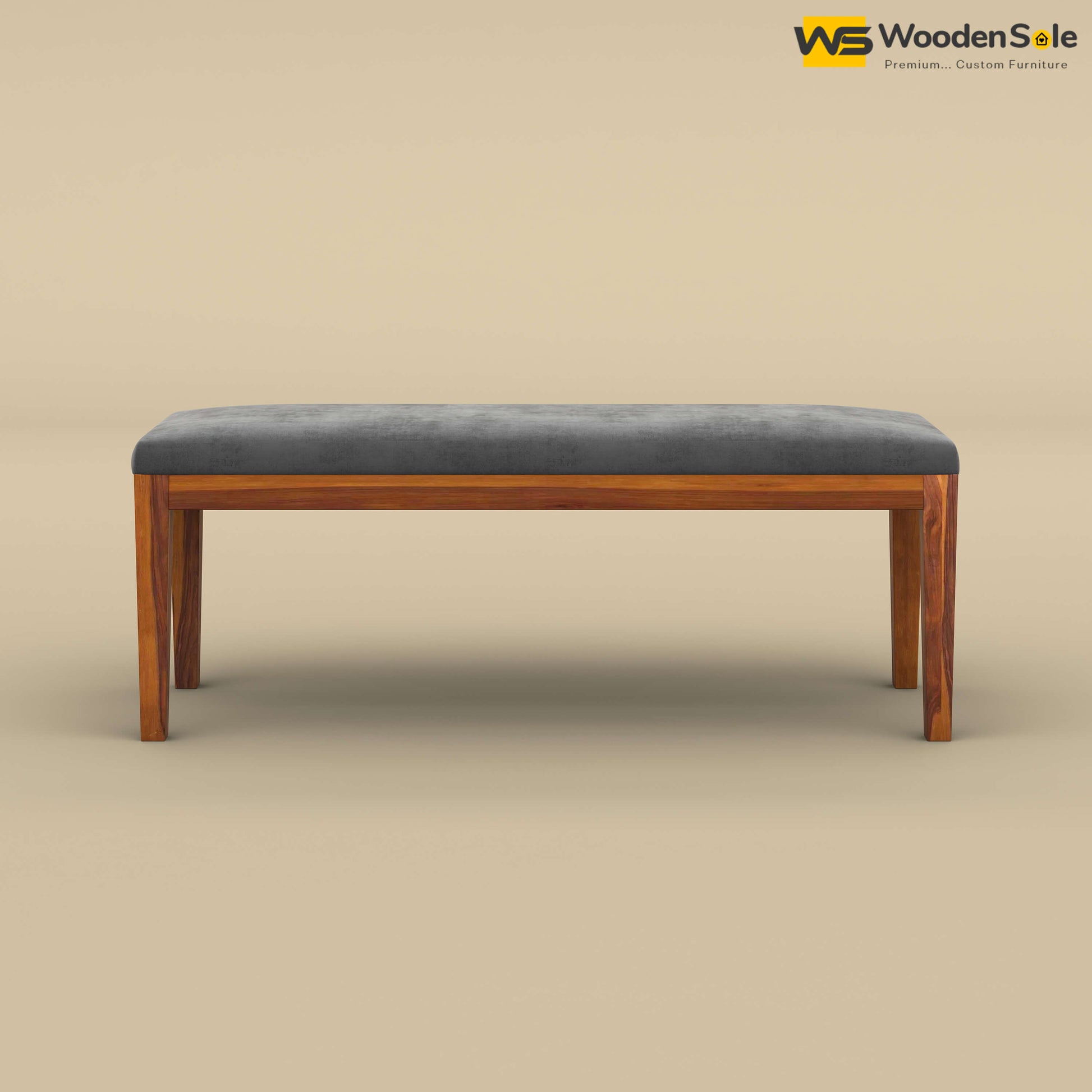 Sheesham Wood Bench With Cushion (Honey Finish)