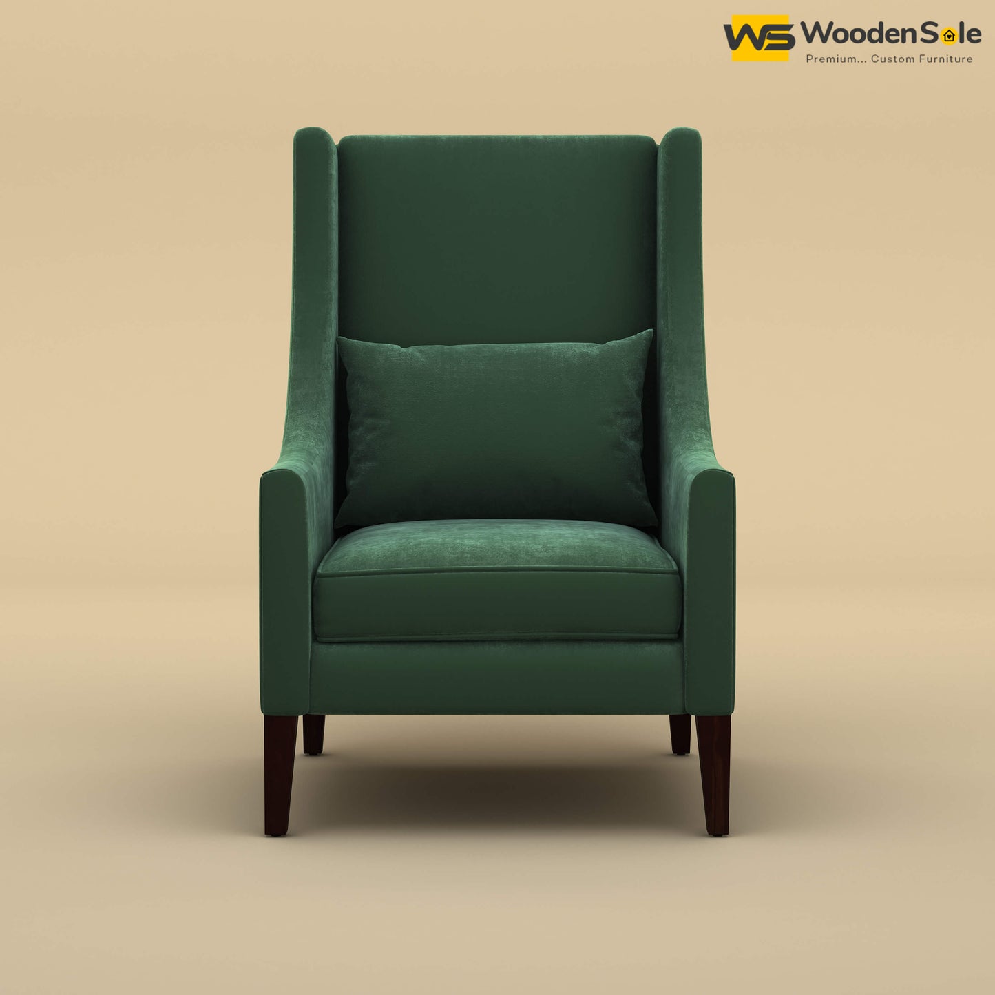 Bonito High Back Lounge Chair (Velvet, Forest Green)