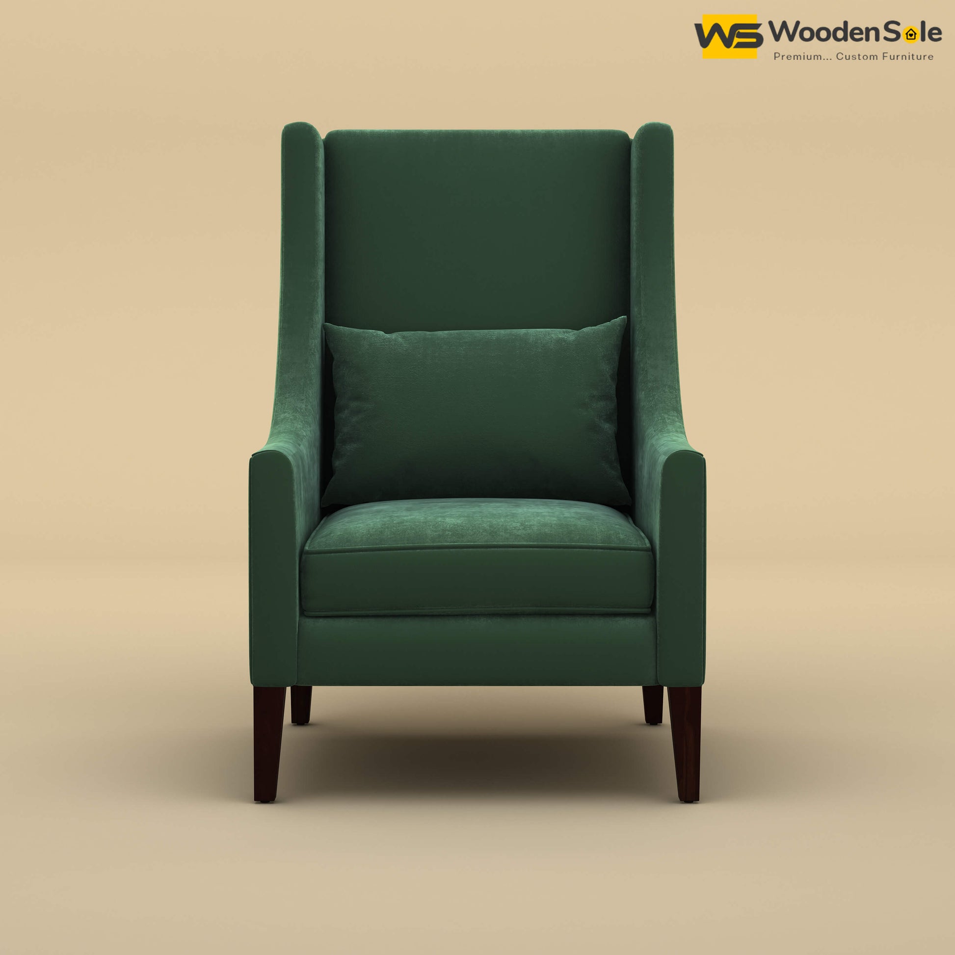 Bonito High Back Lounge Chair (Velvet, Forest Green)