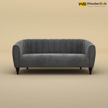Amaya Three Seater Fabric Sofa (Velvet, Charcoal Gray)