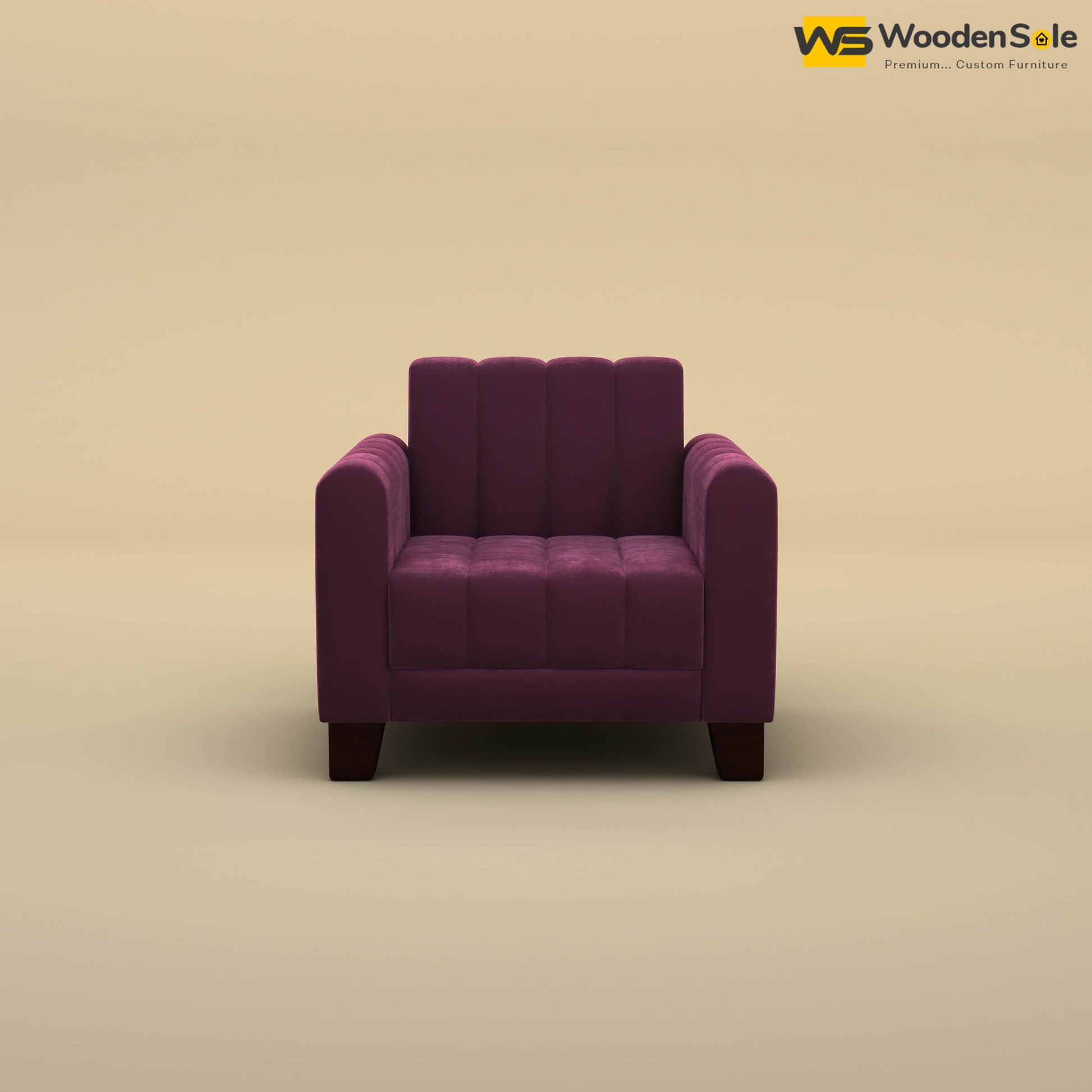 Furo 1 Seater Fabric Sofa (Velvet, Dark Purple)