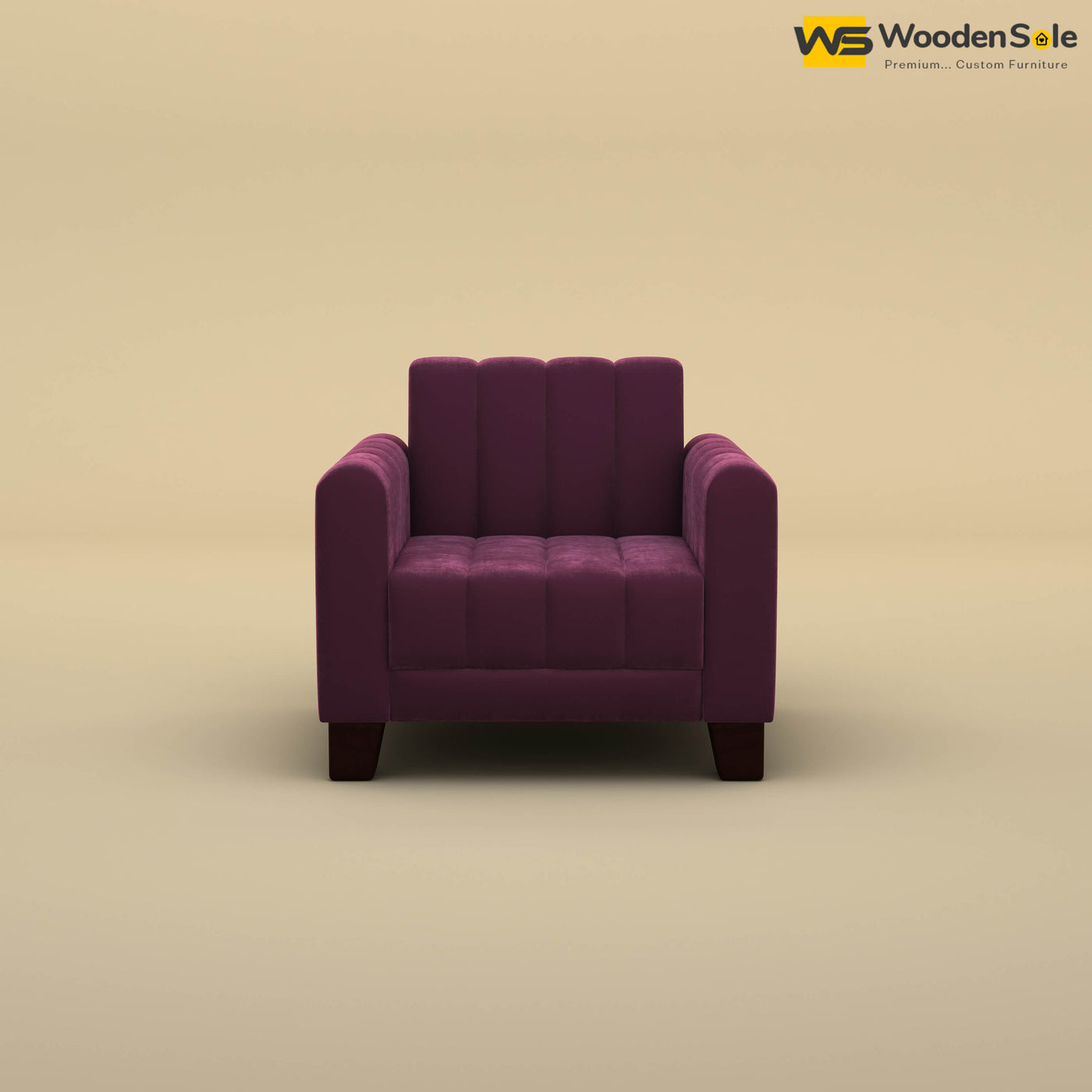 Furo 1 Seater Fabric Sofa (Velvet, Dark Purple)
