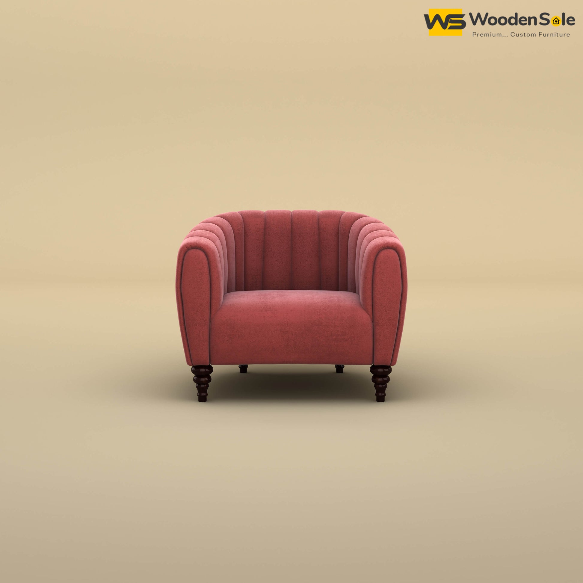 Amaya Single Seater Fabric Sofa (Velvet, Pink)
