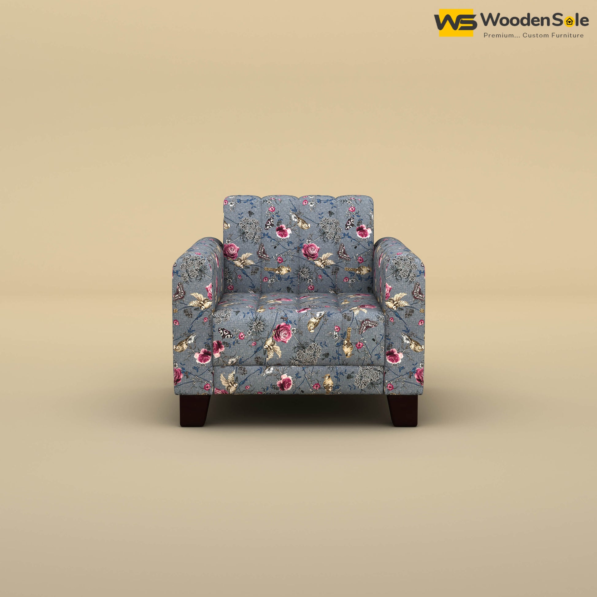 Furo 1 Seater Fabric Sofa (Cotton, Floral Printed)