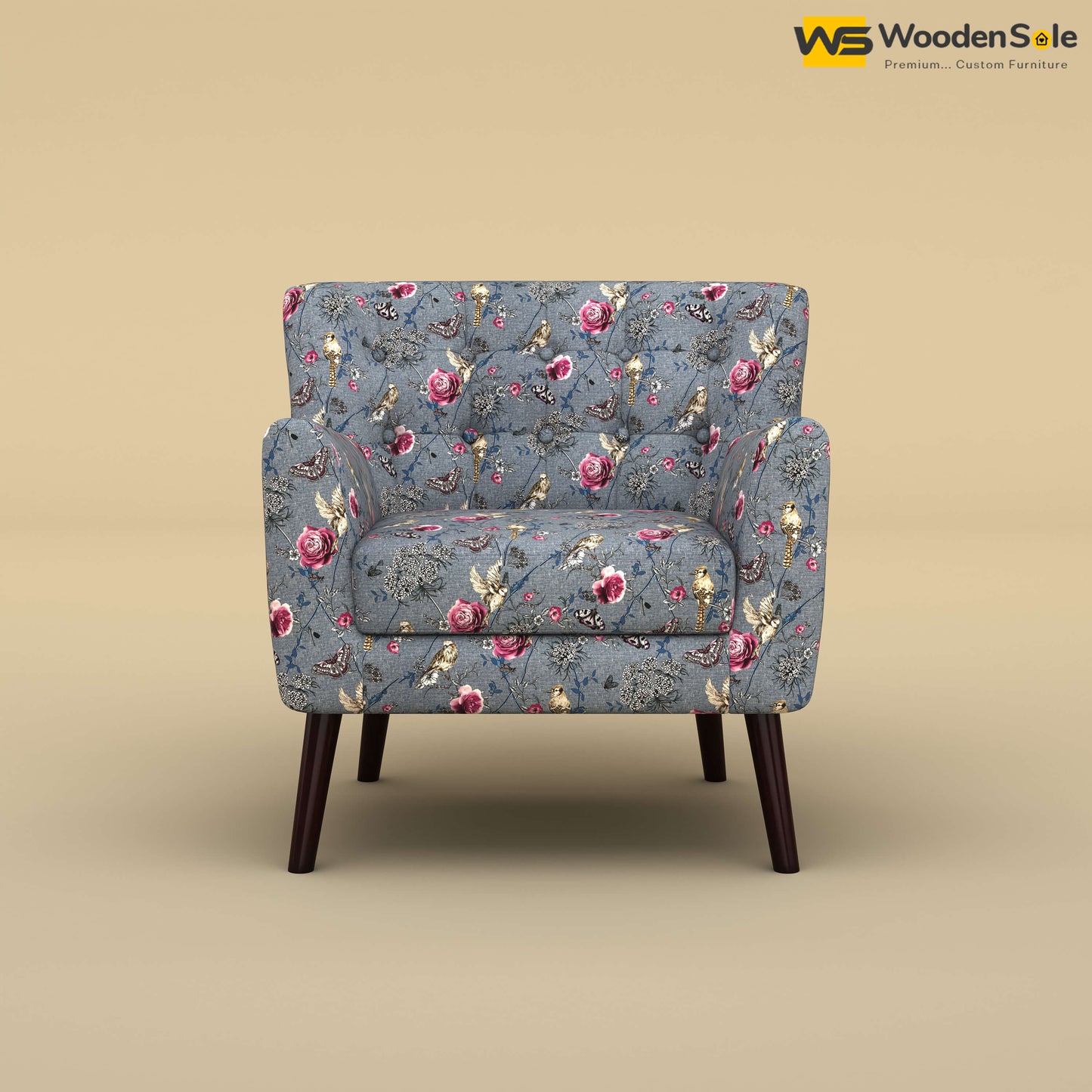 Figo Tufted Lounge Chair (Cotton, Floral Printed)