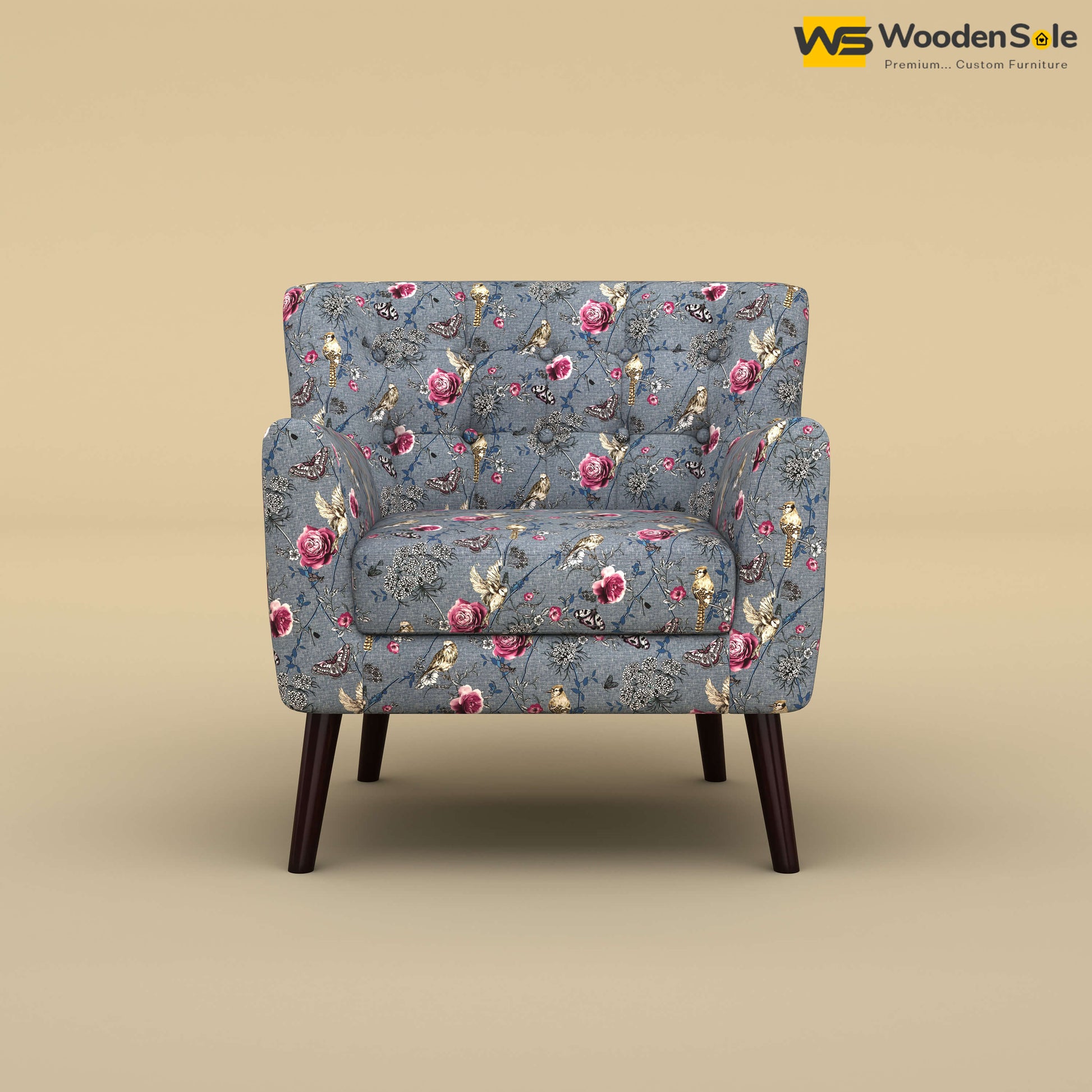 Figo Tufted Lounge Chair (Cotton, Floral Printed)