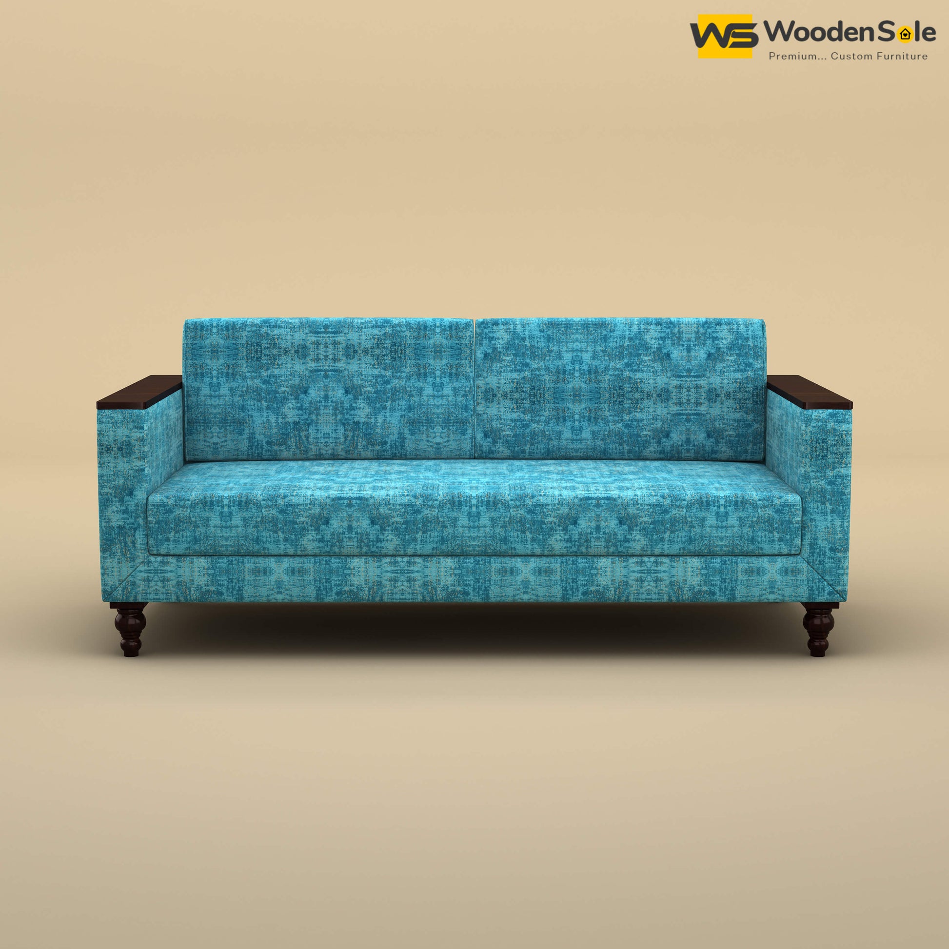Tivoli 3 Seater Fabric Sofa (Cotton, Teal Blue)
