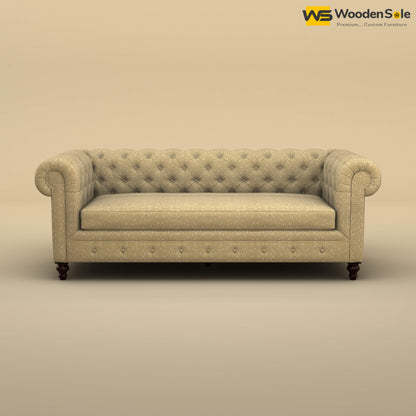 Maharaja Fabric 3 Seater Sofa (Cotton, Faux Cream)