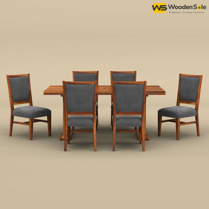 Criss Cross Dining Table Set 6 Seater (Honey Finish)