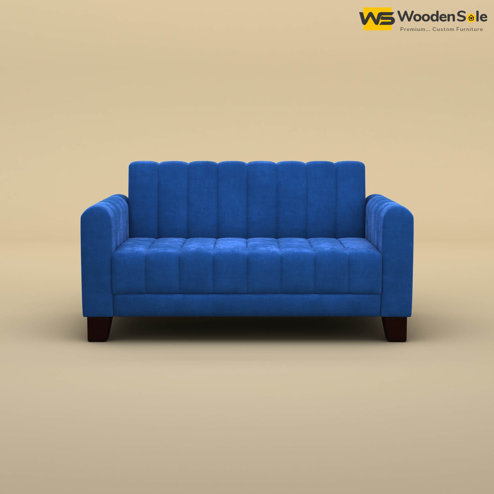 Furo 2 Seater Fabric Sofa (Velvet, Royal Blue)
