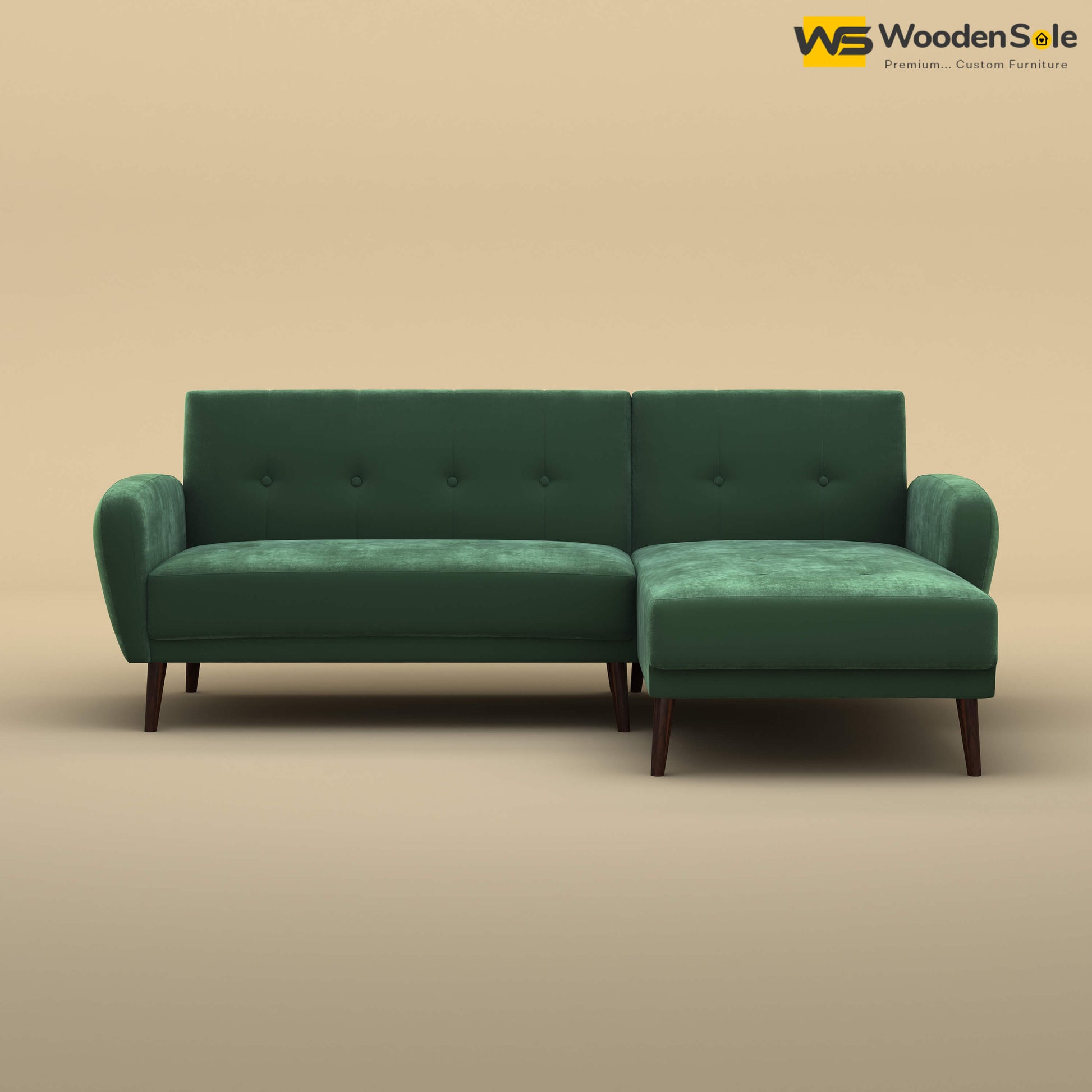 Daisy L Shape Sofa (Velvet, Forest Green)
