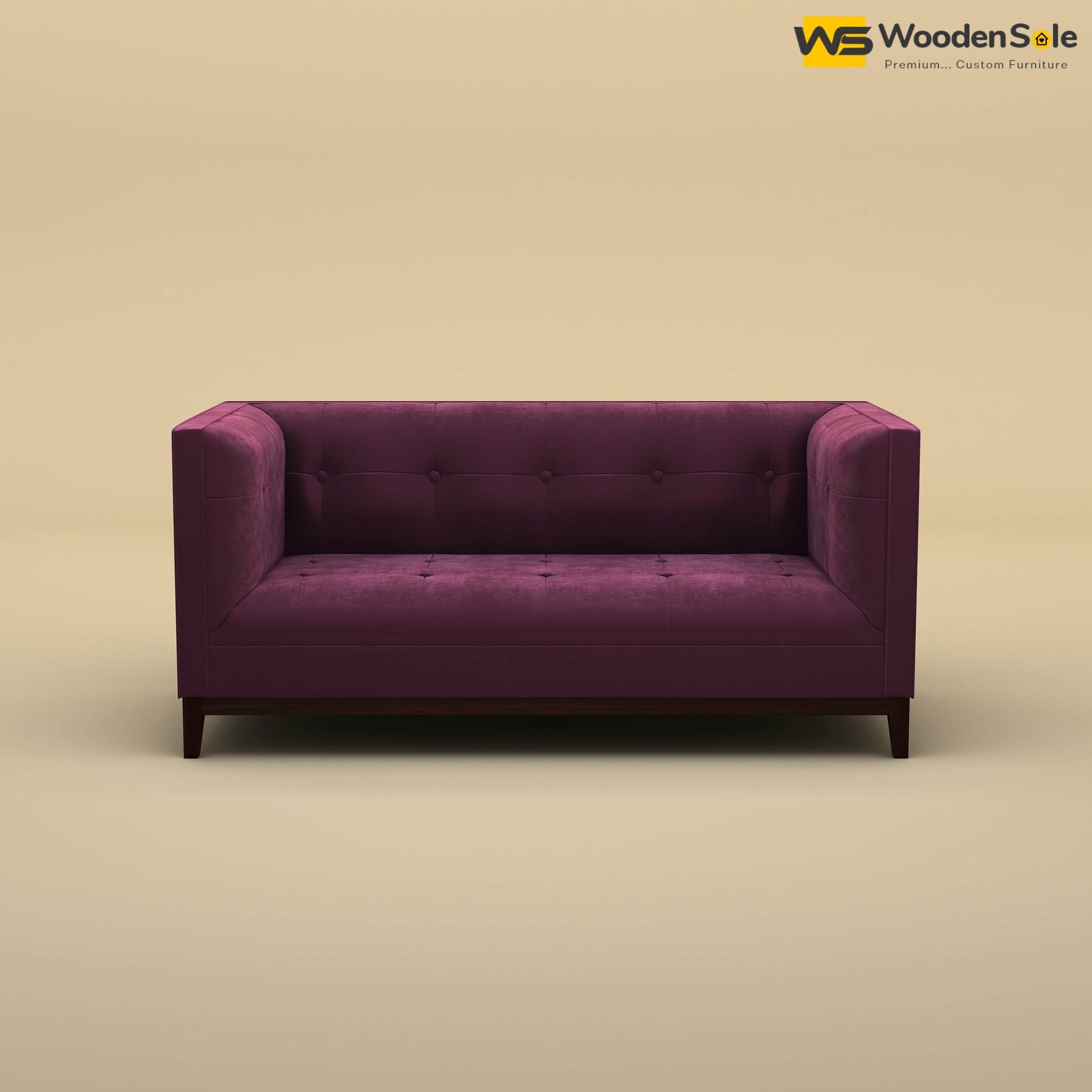 Loren Two Seater Fabric Sofa (Velvet, Dark Purple)