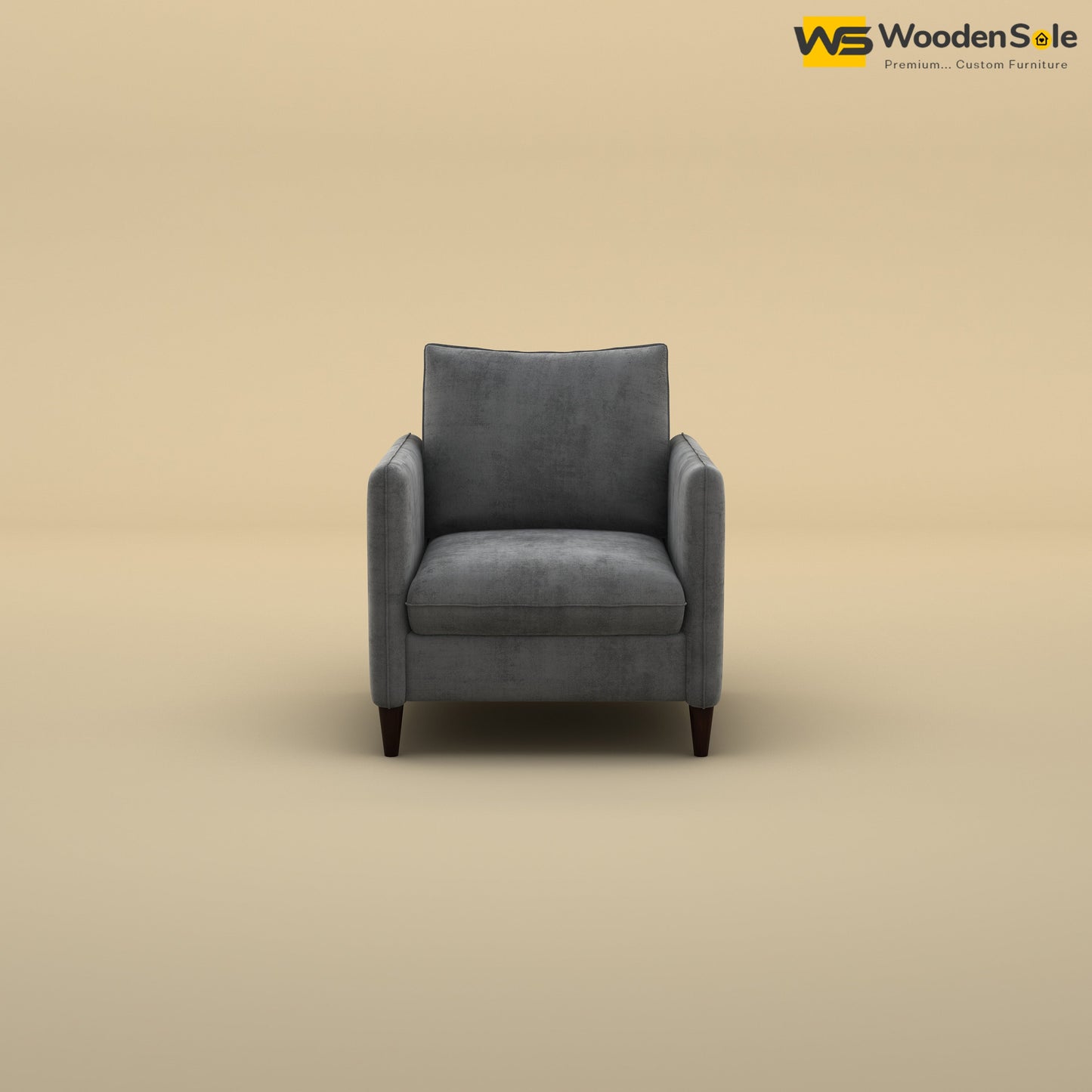 Citron 1 Seater Fabric Sofa (Velvet, Charcoal Gray)