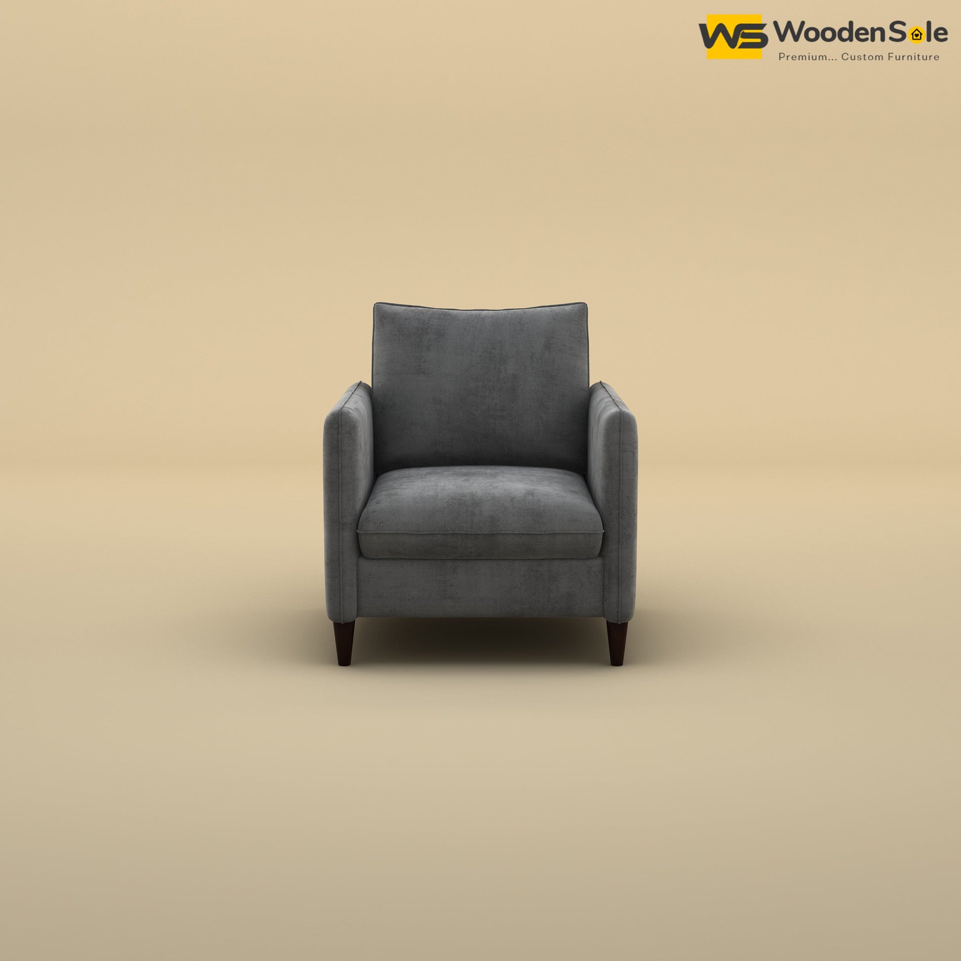 Citron 1 Seater Fabric Sofa (Velvet, Charcoal Gray)