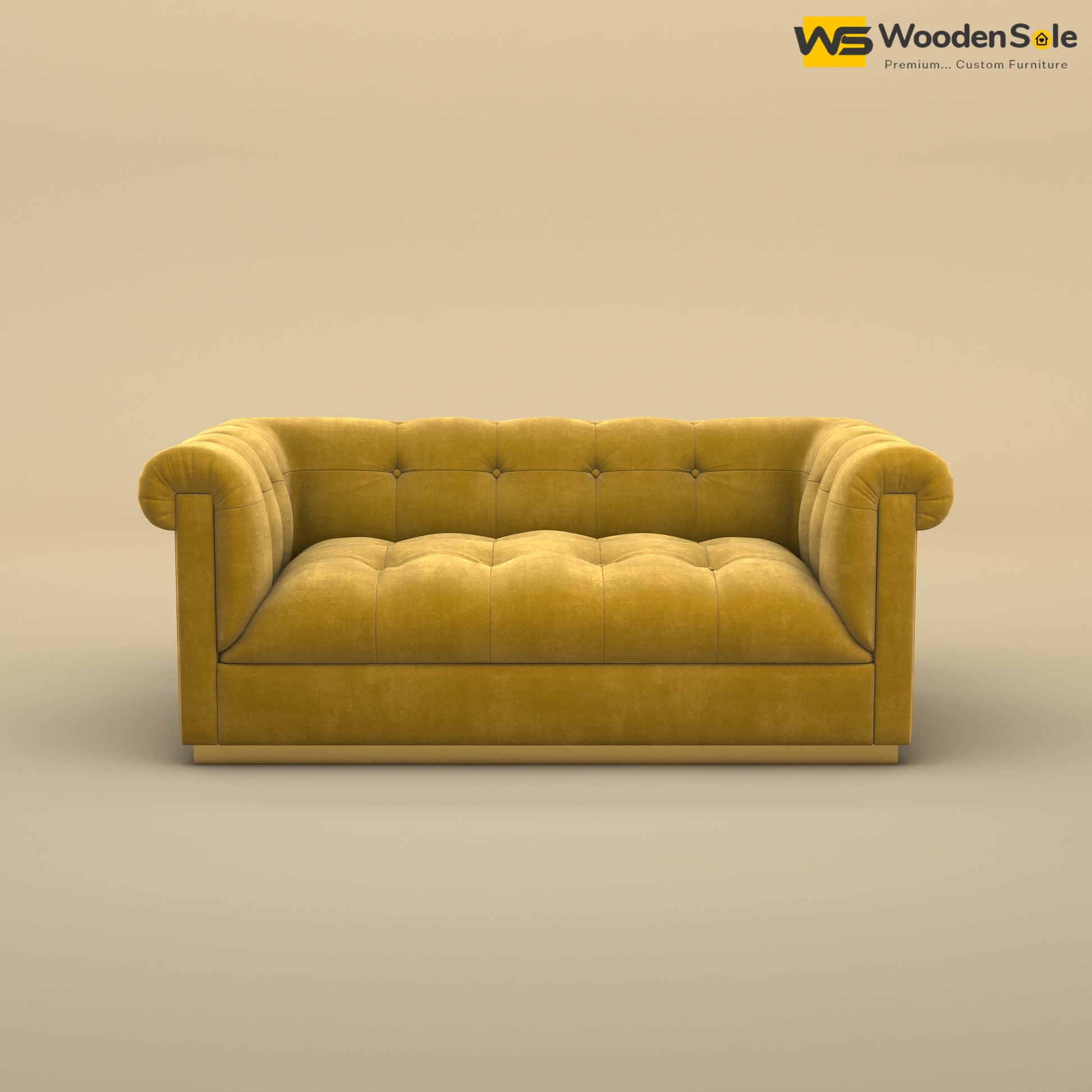Morrison 2 Seater Fabric Sofa (Velvet, Mustard Yellow)