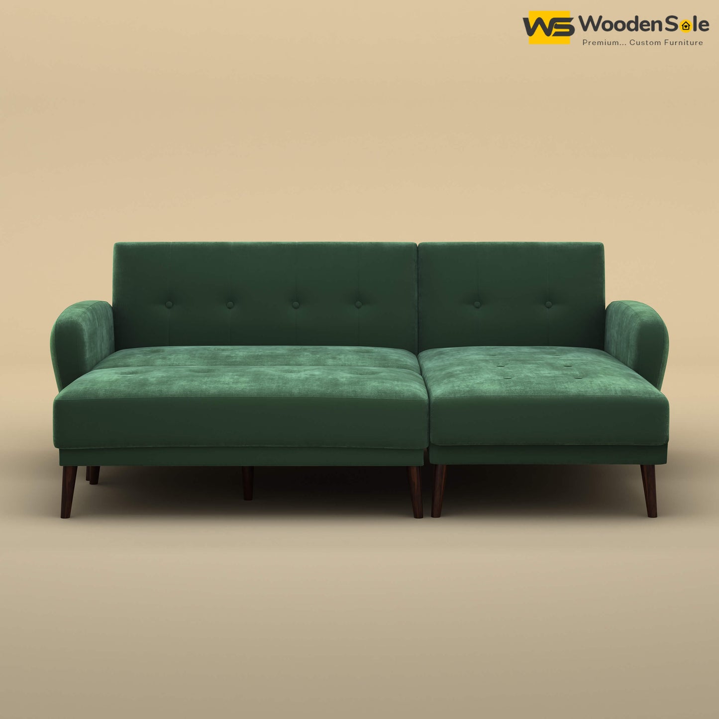 Daisy L Shape Sofa Cum Bed (Velvet, Forest Green)