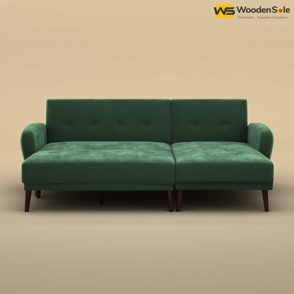 Daisy L Shape Sofa Cum Bed (Velvet, Forest Green)