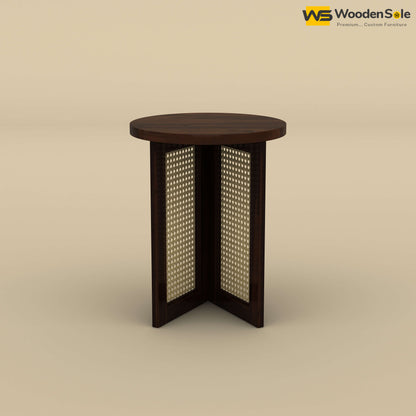 Mid-Century Cane Side Table (Walnut Finish)