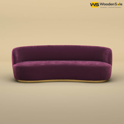 Rene Curved Modern 3-Seater Sofa (Velvet, Dark Purple)