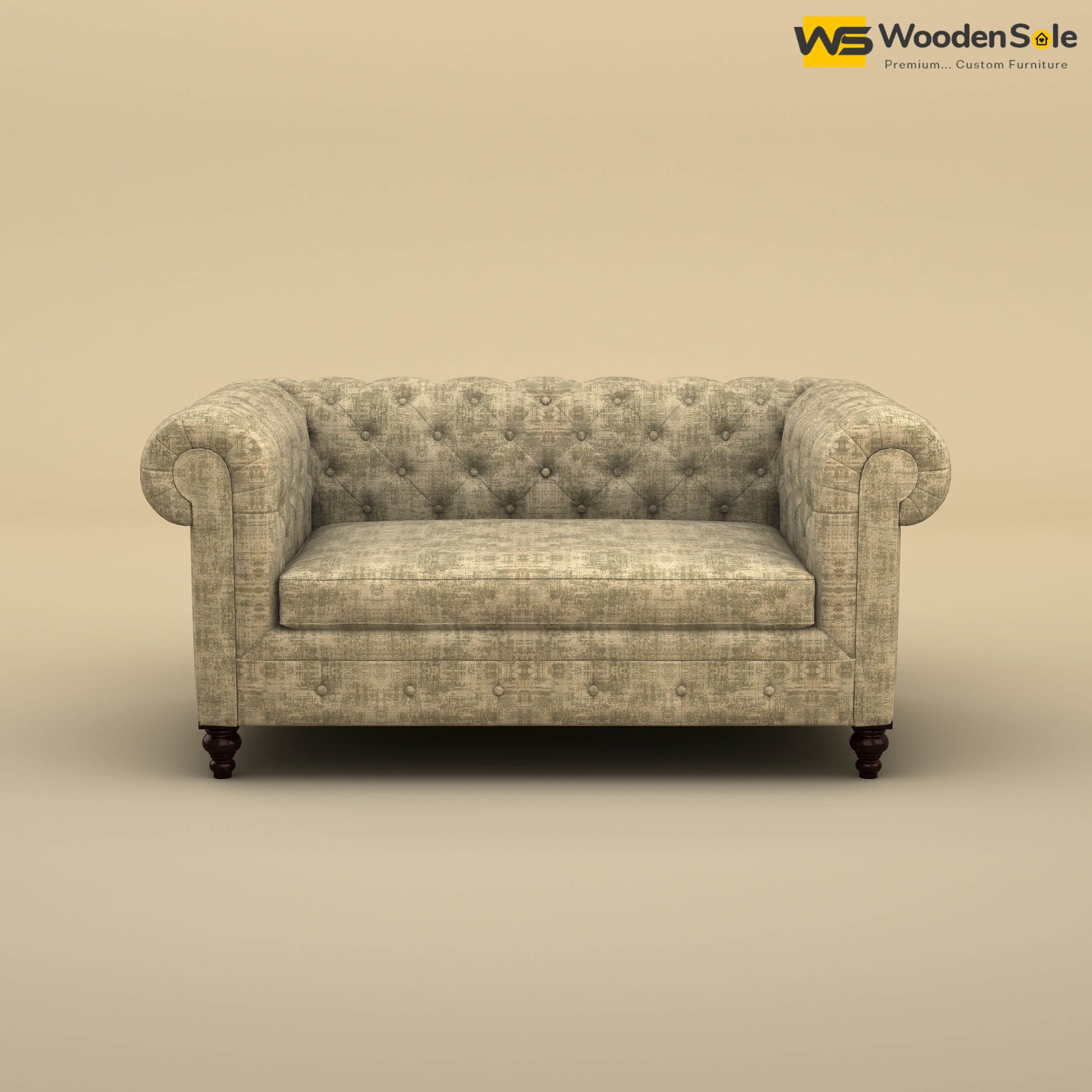 Maharaja Fabric 2 Seater Sofa (Cotton, Patchy Cream)