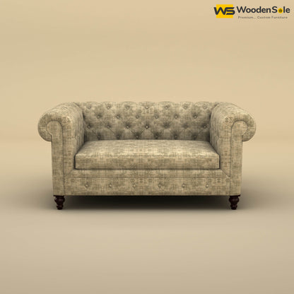 Maharaja Fabric 2 Seater Sofa (Cotton, Patchy Cream)