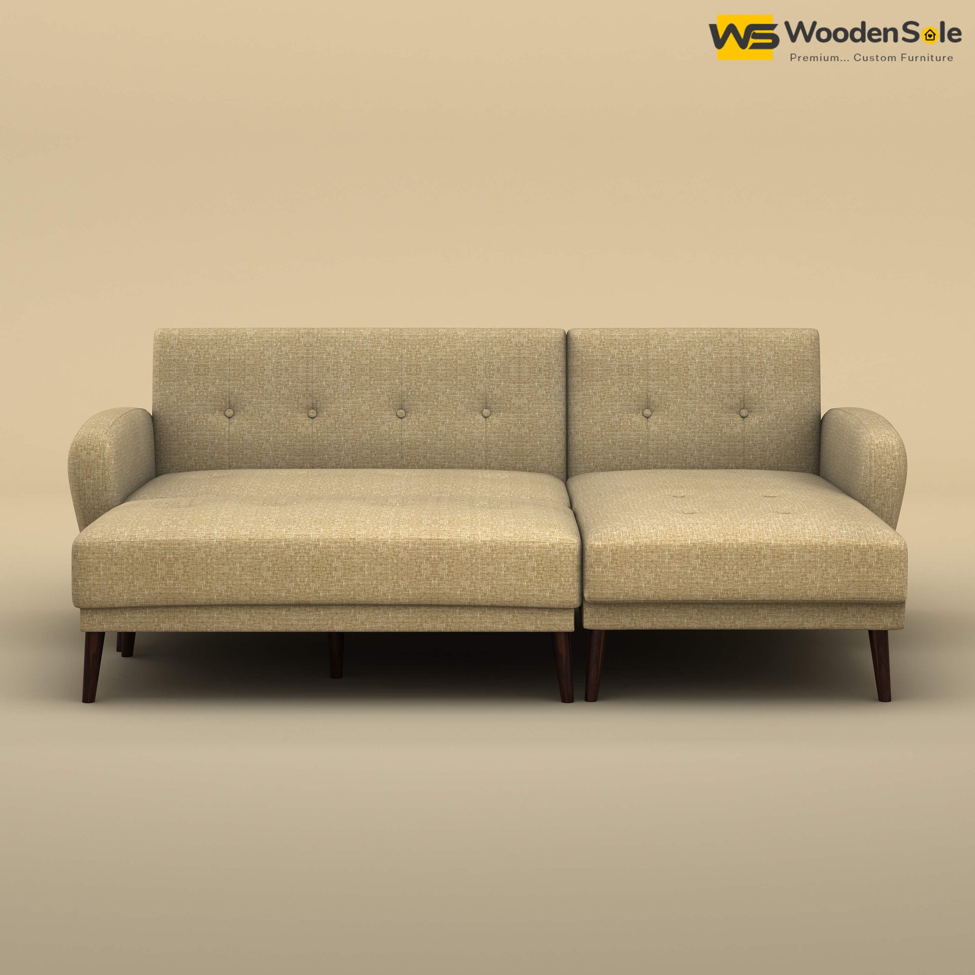 Daisy L Shape Sofa Cum Bed (Cotton, Faux Cream)